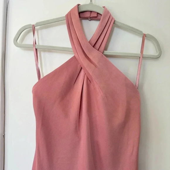 NWT Anthropologie BHLDN Ruby Twist Halter Satin Gown Maxi Dress Wedding Pink 0 - Picture 7 of 15